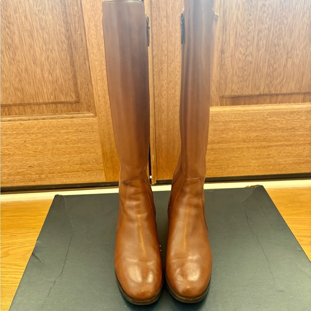 Cole Haan Brown Knee-High Leather Riding Boots - Picture 3 of 8